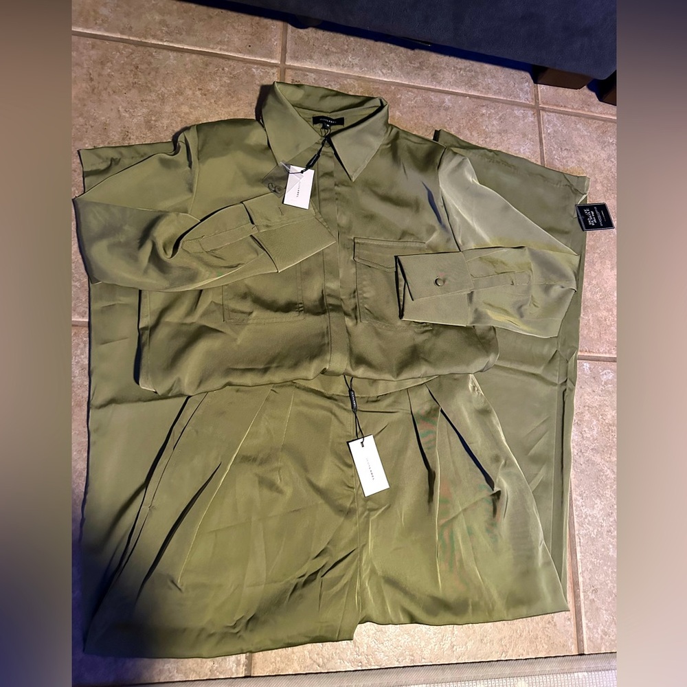 Brand new, cute, sexy, olive misty green, long sleeve pant set